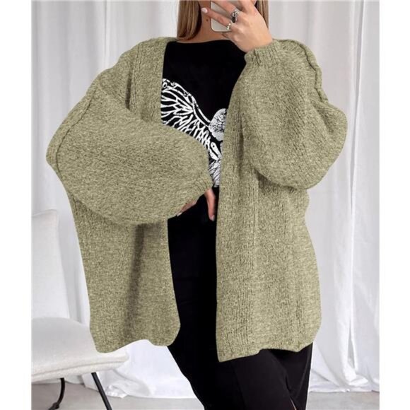 Womens Oversized Cardigan Sweaters Mist Green - Picture 6 of 6